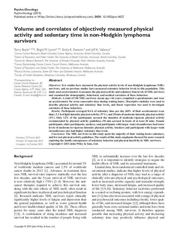 (PDF) Volume and correlates of objectively measured physical activity ...