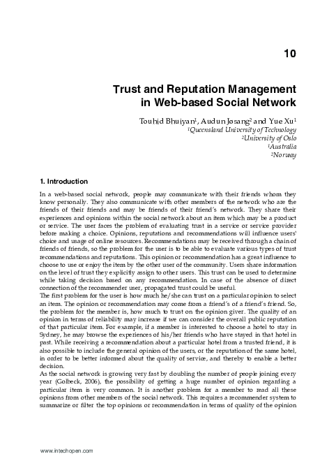 (PDF) Trust and Reputation Management in Web-based Social Network