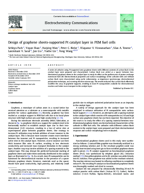 (PDF) Design of graphene sheets-supported Pt catalyst layer in PEM fuel ...
