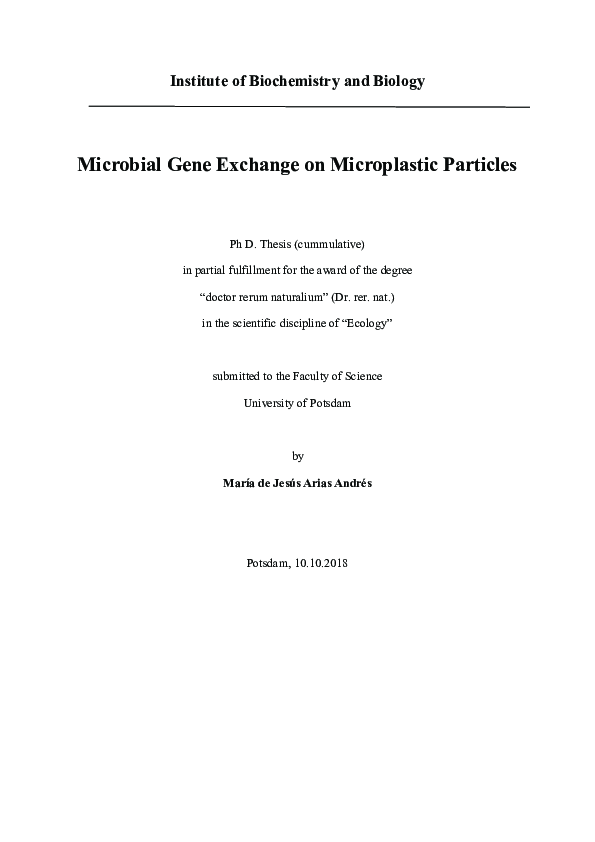 (PDF) Microbial gene exchange on microplastic particles