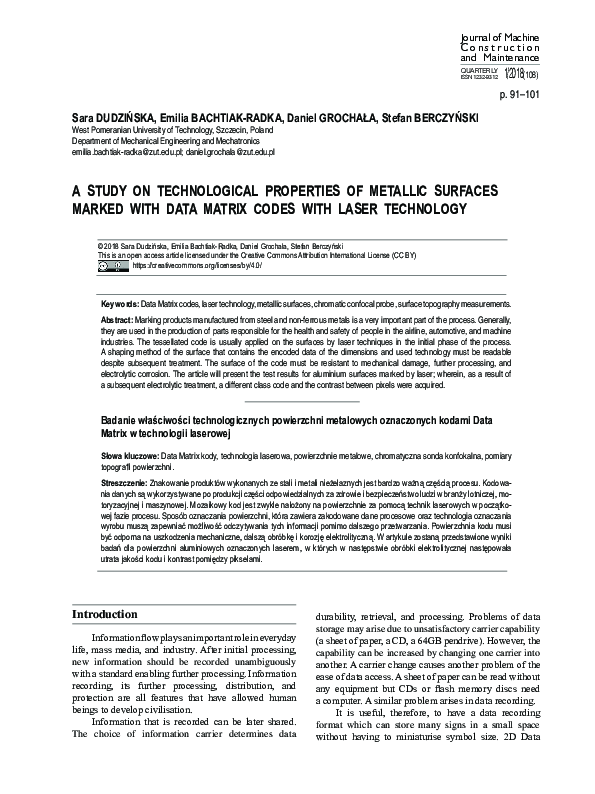 (PDF) A study on technological properties of metallic surfaces marked ...