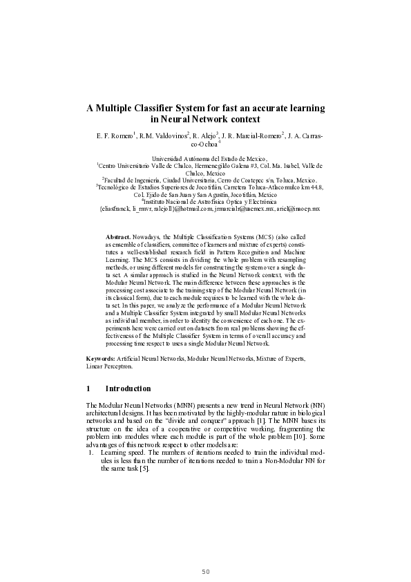 (PDF) A Multiple classifier system for fast an accurate learning in ...
