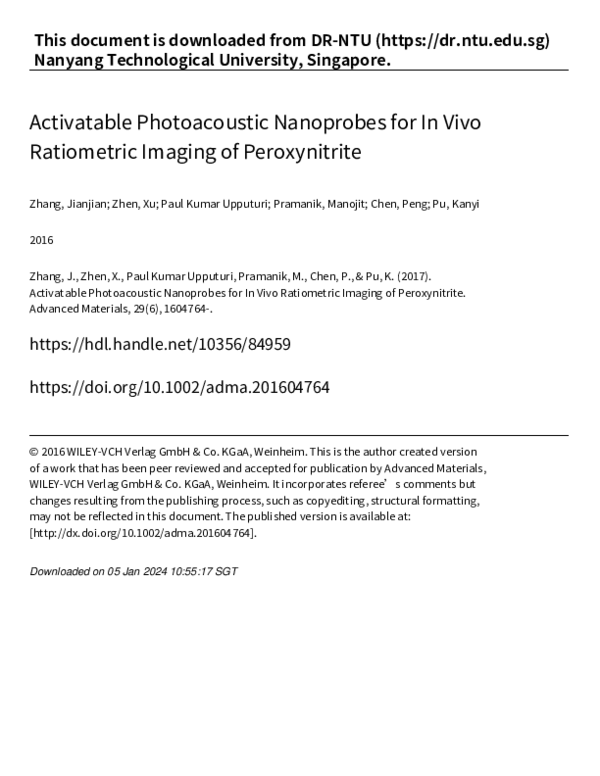 (PDF) Activatable Photoacoustic Nanoprobes for In Vivo Ratiometric ...