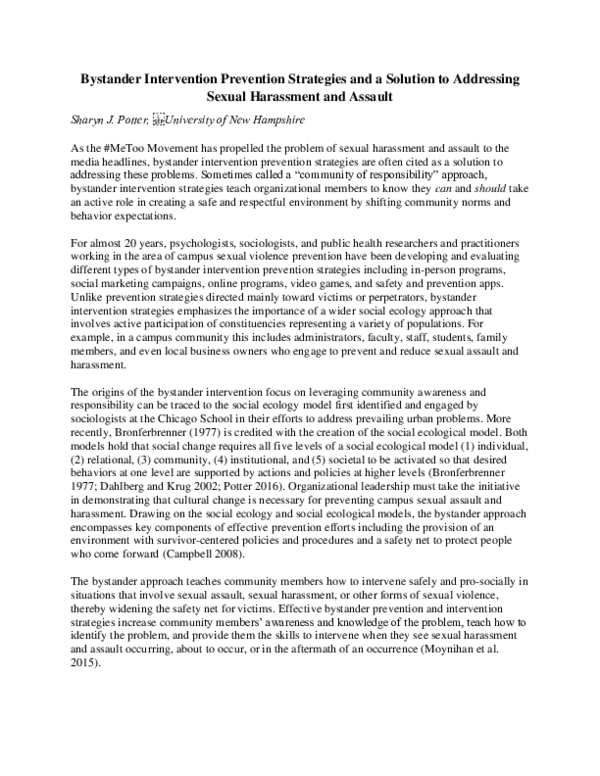 (PDF) Bystander Intervention Prevention Strategies as a Solution to ...