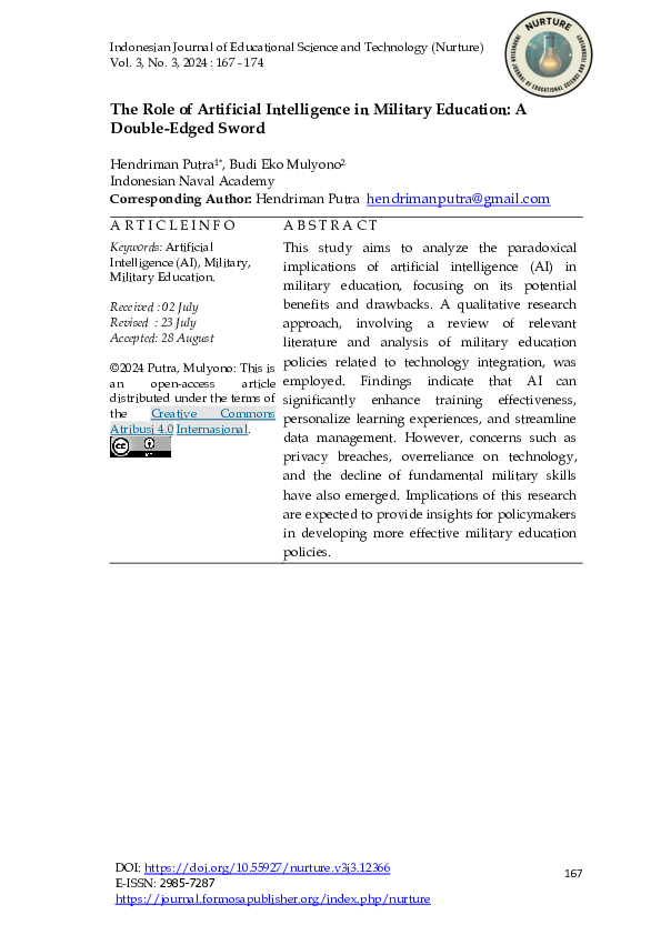 (PDF) The Role of Artificial Intelligence in Military Education: A ...
