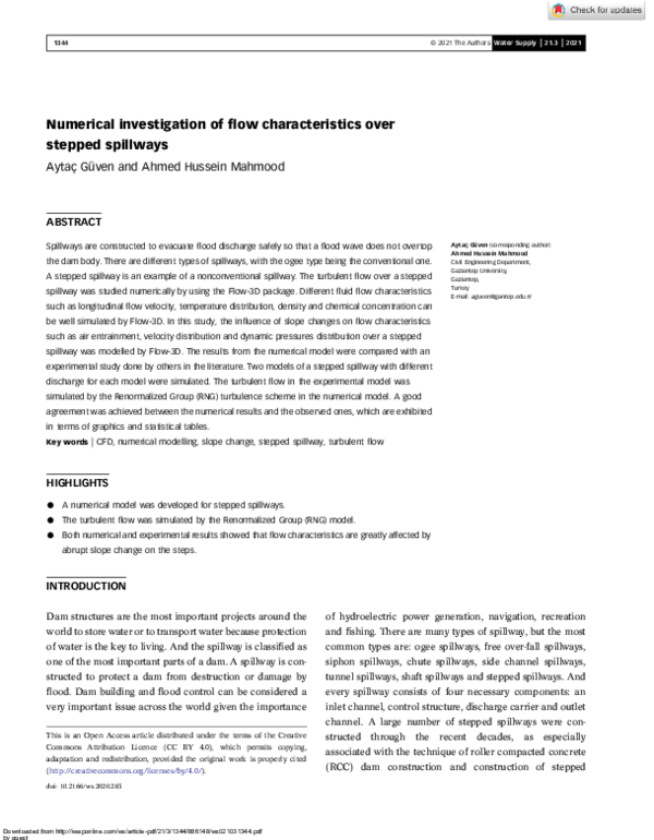 (PDF) Numerical investigation of flow characteristics over stepped ...