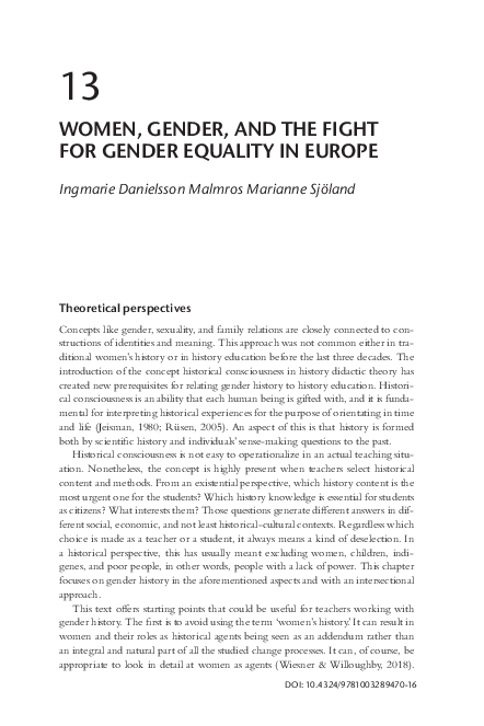 (PDF) Women, gender, and the fight for gender equality in Europe