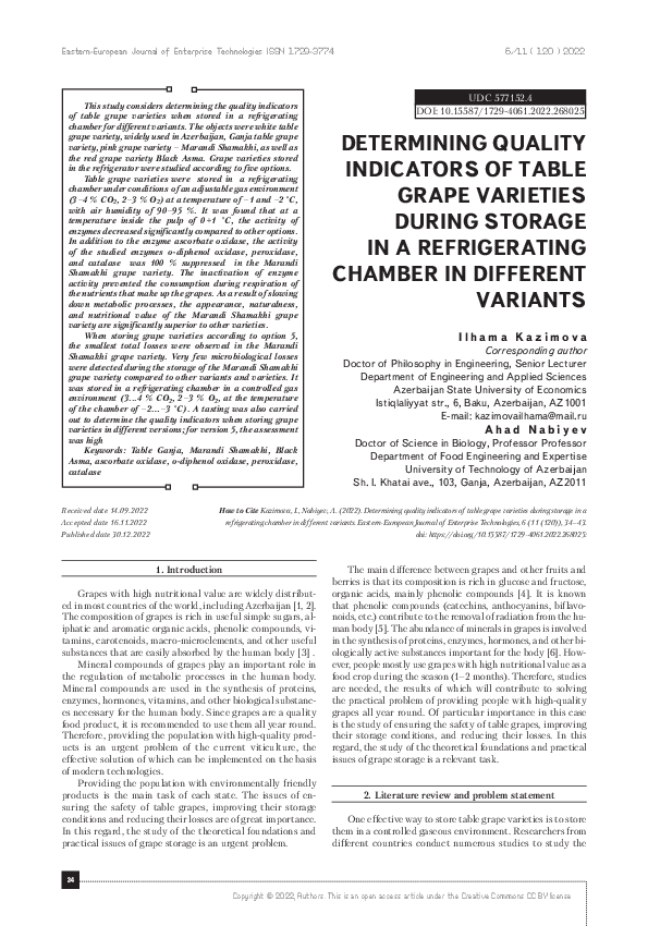 (PDF) Determining quality indicators of table grape varieties during ...