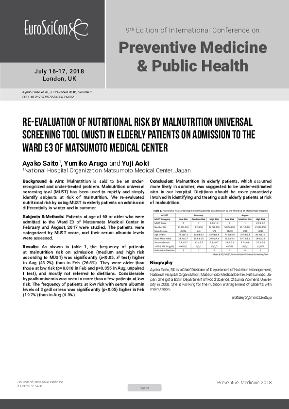 (PDF) Re-evaluation of nutritional risk by malnutrition universal ...