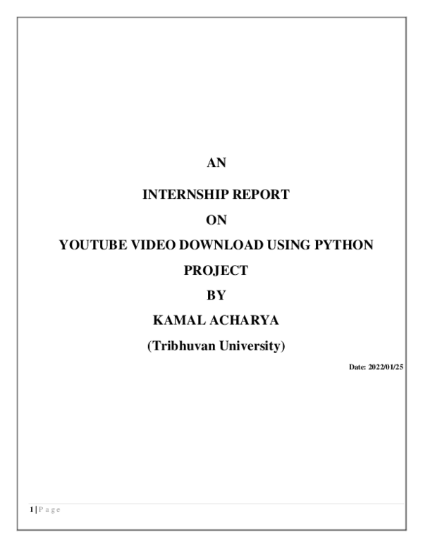 (PDF) Youtube Video Download Using Python Project Report