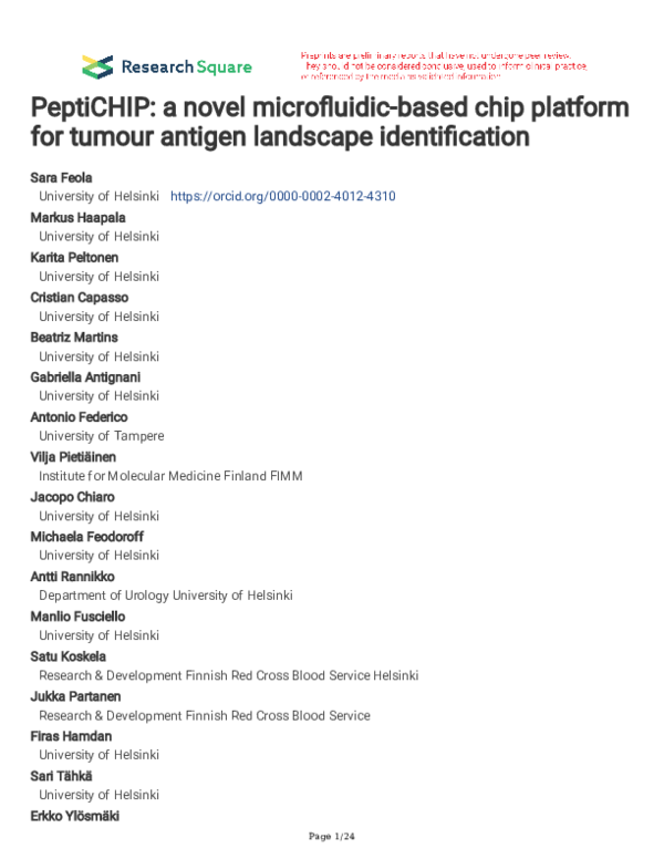 (PDF) PeptiCHIP: a novel microfluidic-based chip platform for tumour ...