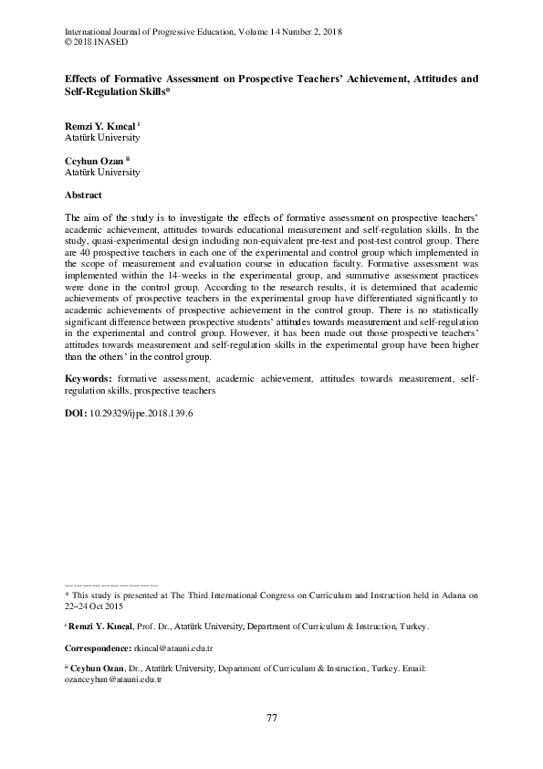 (PDF) Effects of Formative Assessment on Prospective Teachers ...