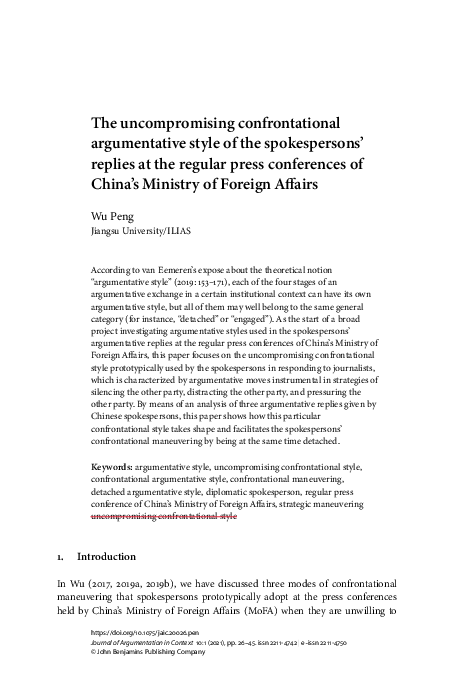 (PDF) The uncompromising confrontational argumentative style of the ...