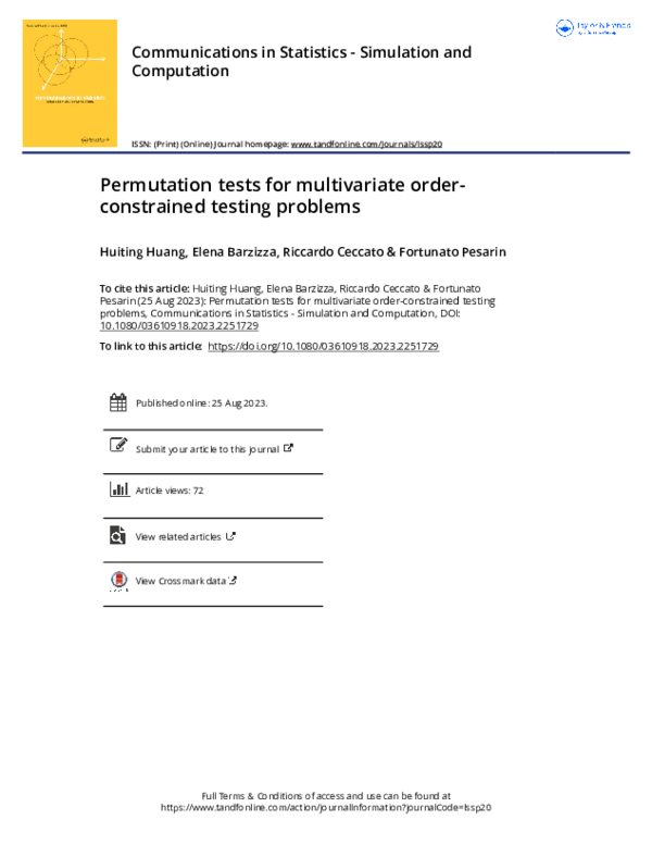 (PDF) Permutation tests for multivariate order-constrained testing problems