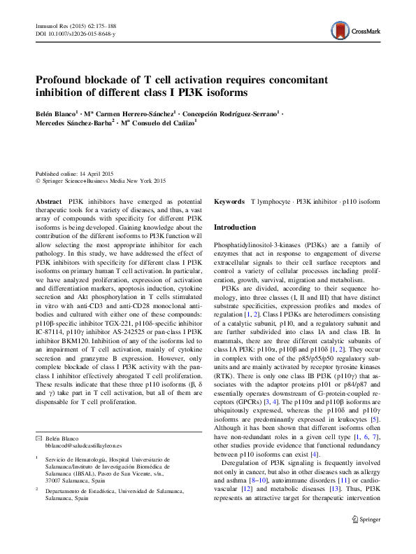 (PDF) Profound blockade of T cell activation requires concomitant ...