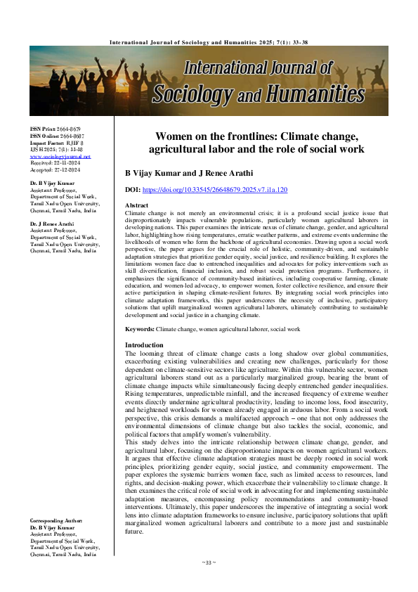 (PDF) Women on the frontlines: Climate change, agricultural labor and ...