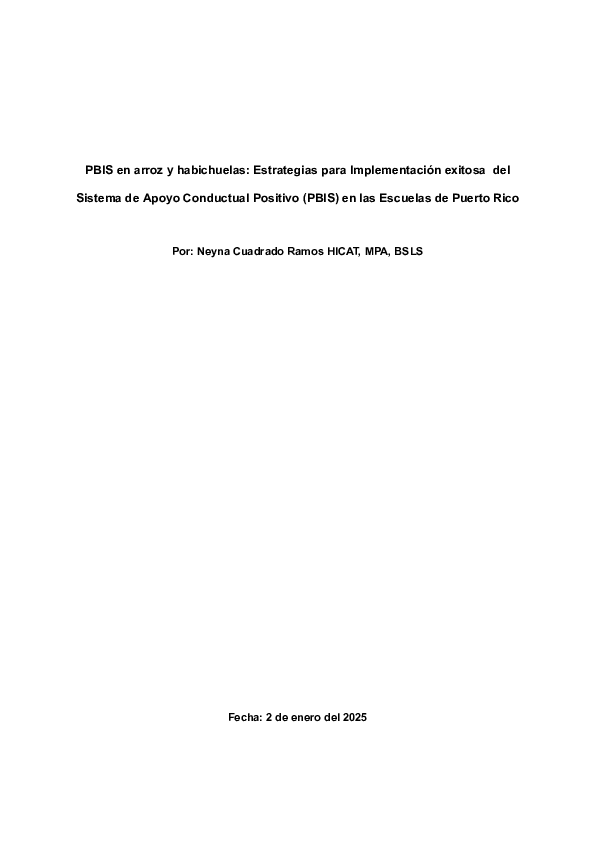 (PDF) PBIS en arroz y habichuelas: Estrategias para Implementación ...