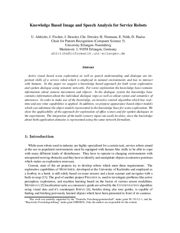 (PDF) Knowledge based image and speech analysis for service robots