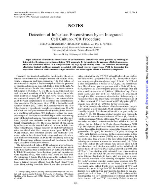 (PDF) Detection of infectious enteroviruses by an integrated cell ...