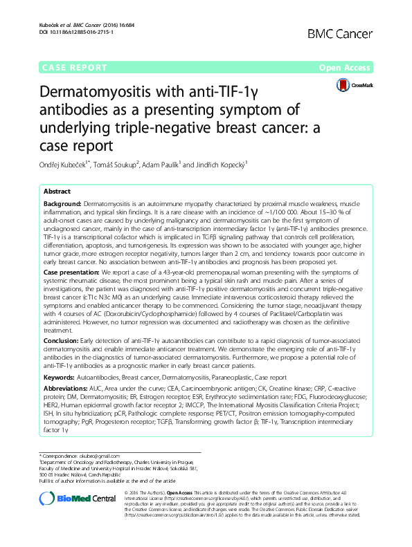 (PDF) Dermatomyositis with anti-TIF-1γ antibodies as a presenting ...