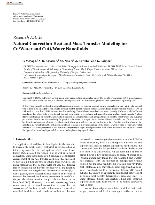 (PDF) Natural Convection Heat and Mass Transfer Modeling for Cu/Water ...