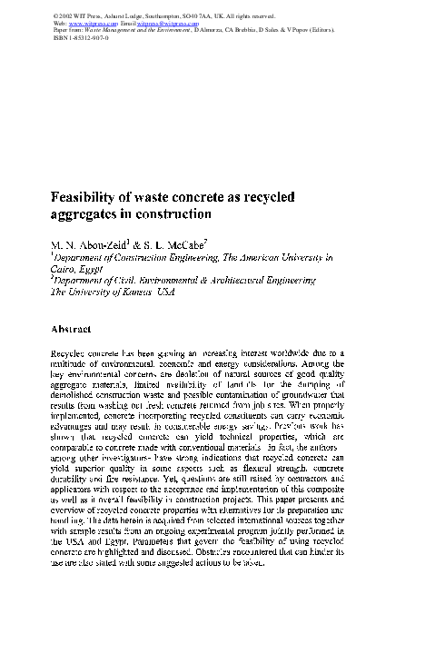 (PDF) Feasibility of waste concrete as recycled aggregates in construction