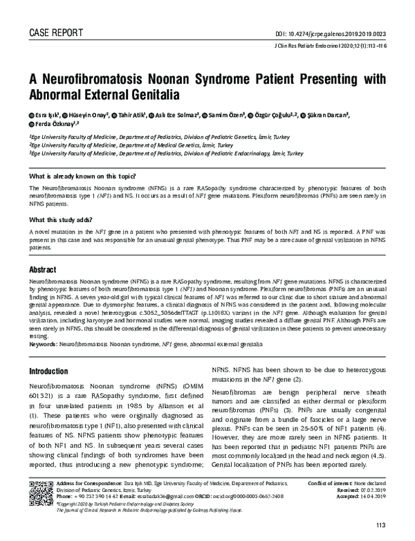 (PDF) A Neurofibromatosis Noonan Syndrome Patient Presenting with ...