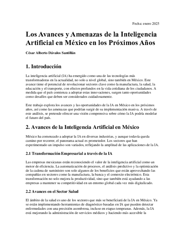 (PDF) Los Avances y Amenazas de la Inteligencia Artificial en México en ...