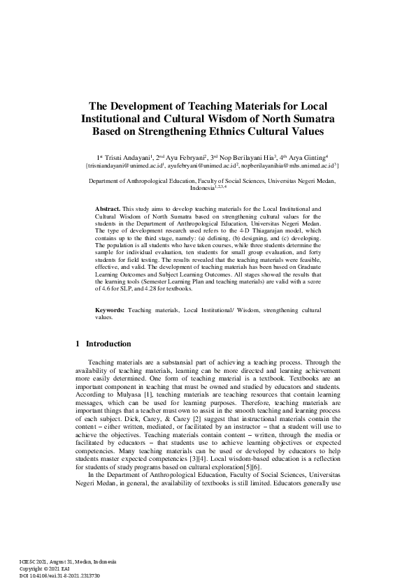 (PDF) The Development of Teaching Materials for Local Institutional and ...