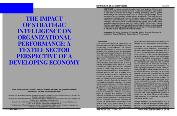 (PDF) THE IMPACT OF STRATEGIC INTELLIGENCE ON ORGANIZATIONAL ...