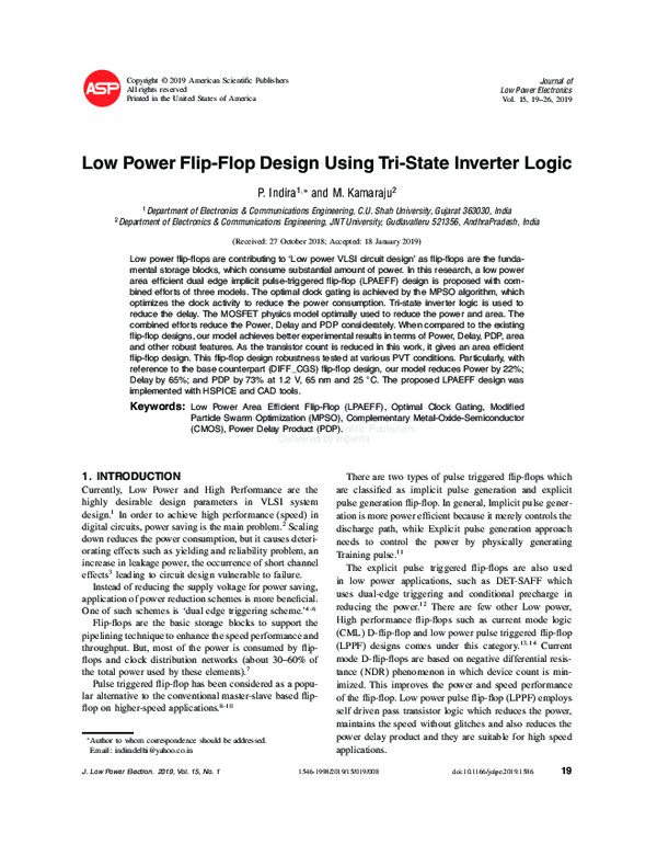 (PDF) Low Power Flip-Flop Design Using Tri-State Inverter Logic