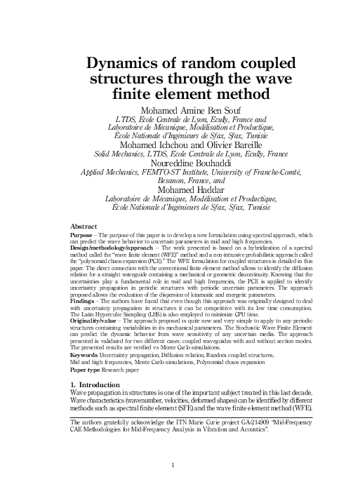 (PDF) Dynamics of random coupled structures through the wave finite ...