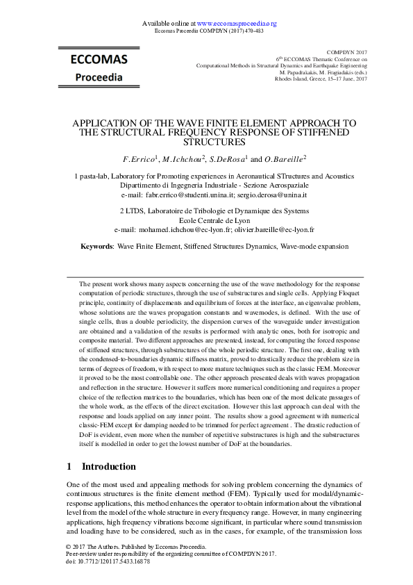 (PDF) Application of the Wave Finite Element Approach to the Structural ...