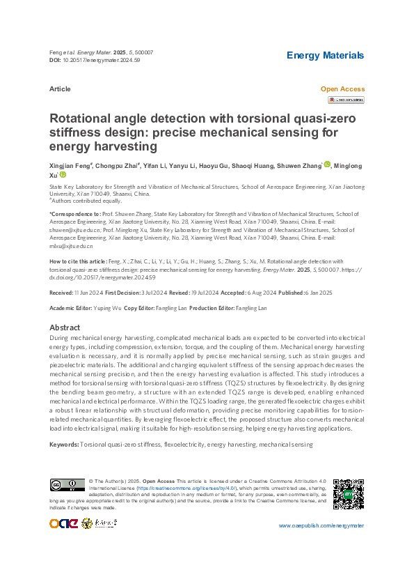 (PDF) Rotational angle detection with torsional quasi-zero stiffness ...