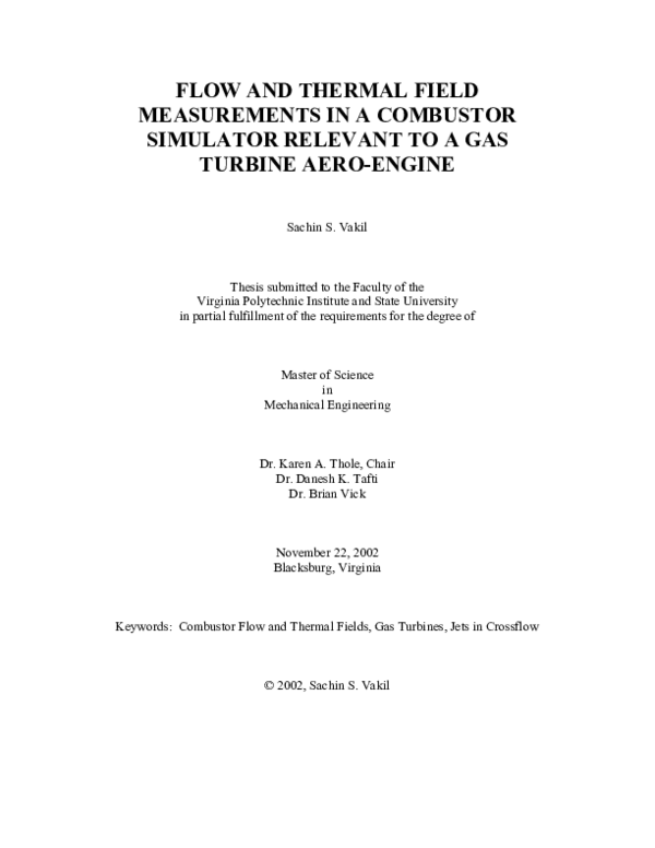 (PDF) Flow and Thermal Field Measurements in a Combustor Simulator ...