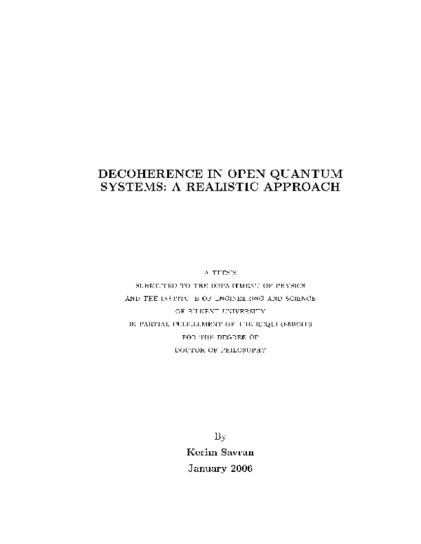(PDF) Decoherence in open quantum systems : a realistic approach