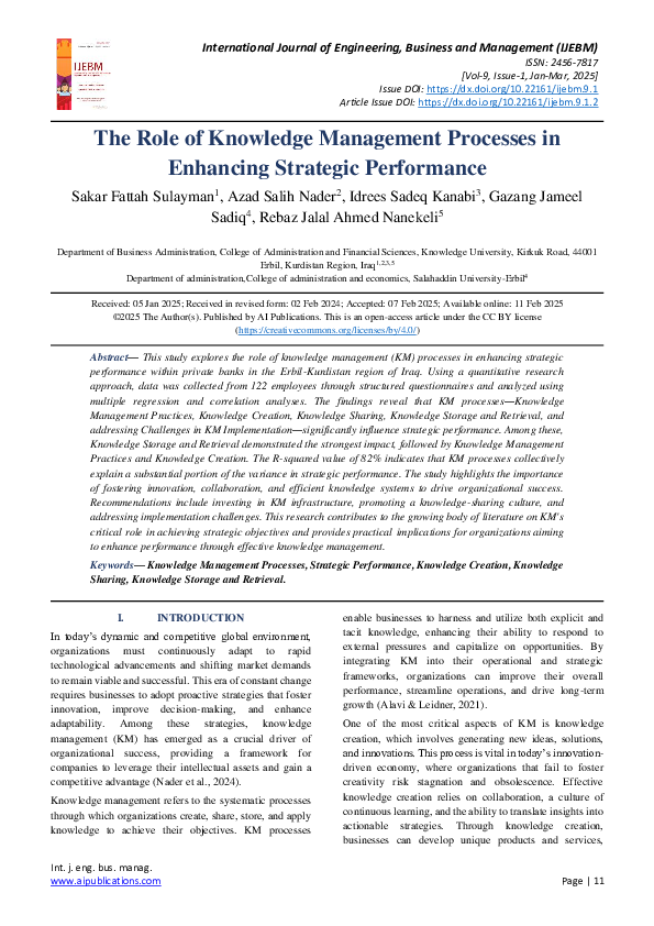 (PDF) The Role of Knowledge Management Processes in Enhancing Strategic ...