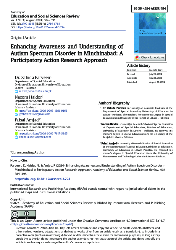 (PDF) Enhancing Awareness and Understanding of Autism Spectrum Disorder ...