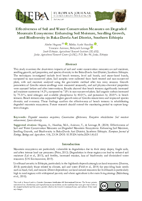 (PDF) Effectiveness of Soil and Water Conservation Measures on Degraded ...