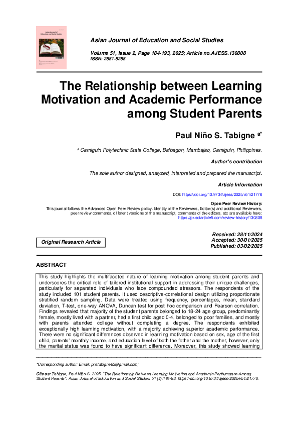 (PDF) The Relationship between Learning Motivation and Academic ...