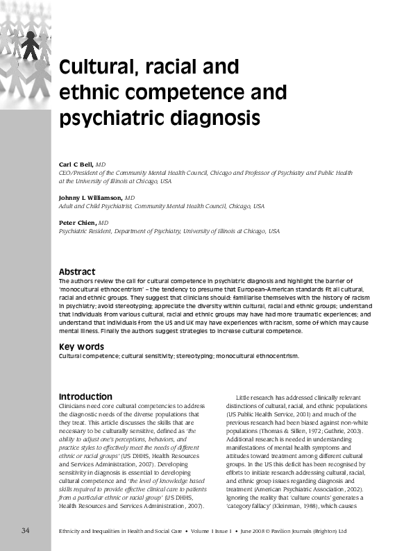 (PDF) Cultural, racial and ethnic competence and psychiatric diagnosis