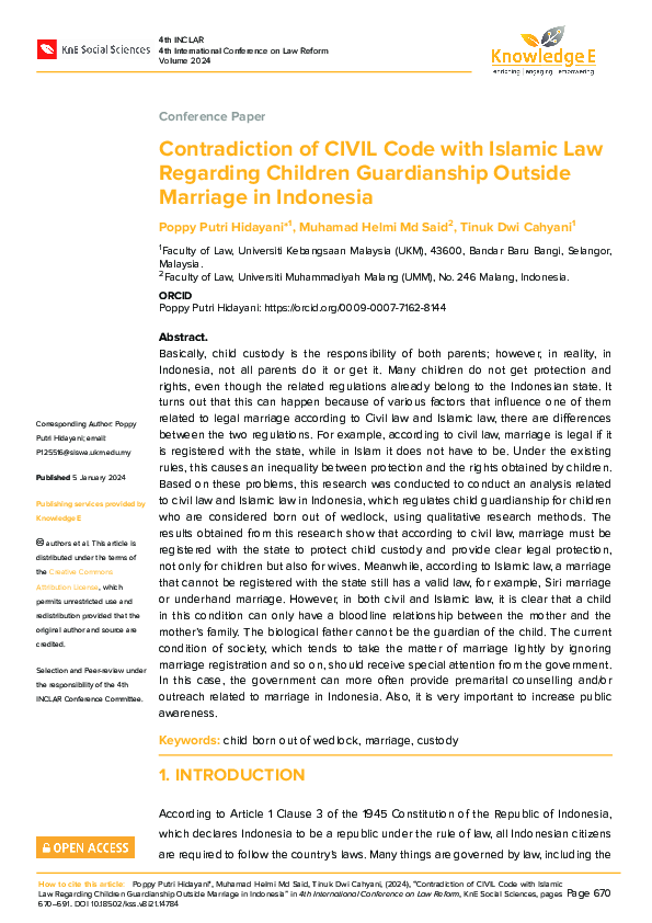 (PDF) Contradiction of CIVIL Code with Islamic Law Regarding Children ...