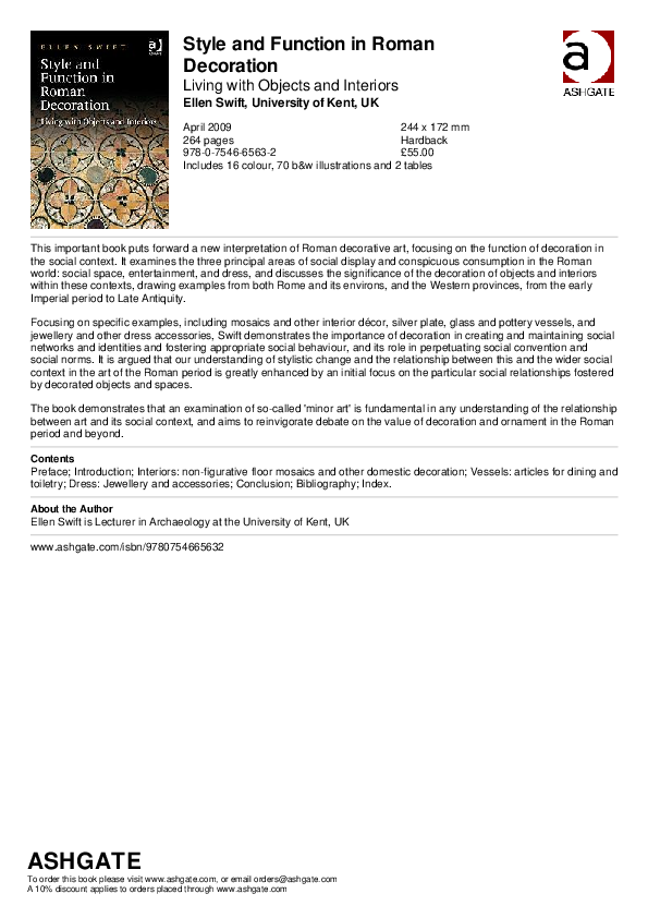 (PDF) Style and Function in Roman Decoration: Living with Objects and ...