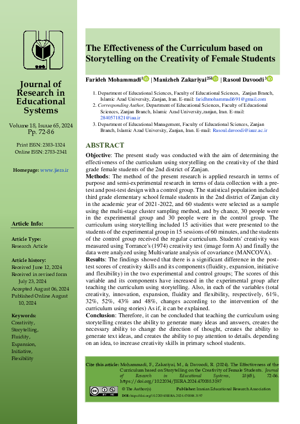 (PDF) The Effectiveness of the Curriculum based on Storytelling on the ...