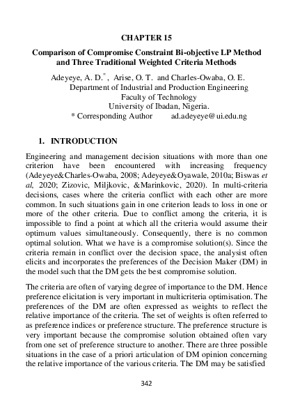 (PDF) Comparison of Compromise Constraint Bi-objective LP Method and ...