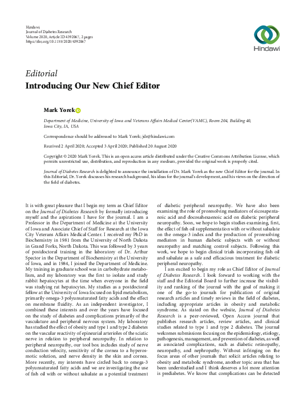 (PDF) Introducing Our New Chief Editor