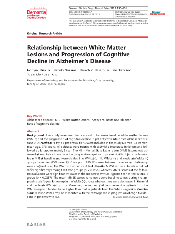 (PDF) Relationship between White Matter Lesions and Progression of ...