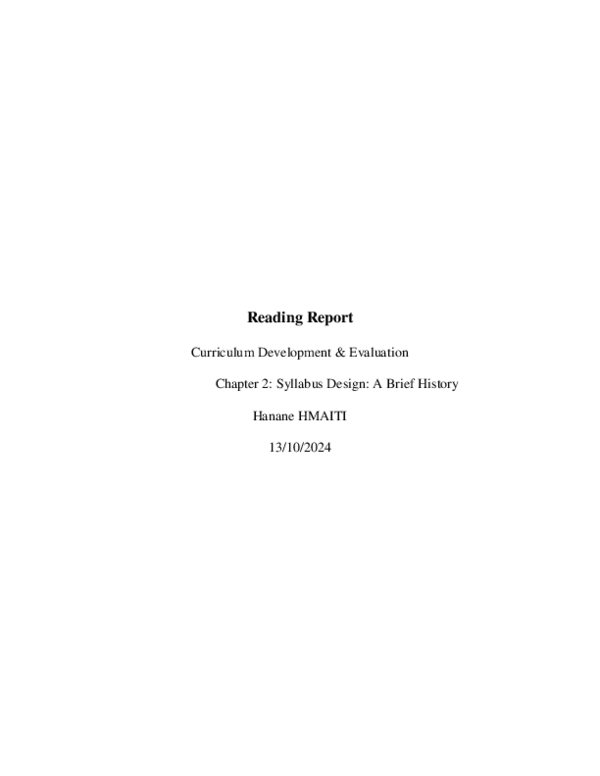 (PDF) Reading Reports on "Curriculum Development in Language Teaching ...