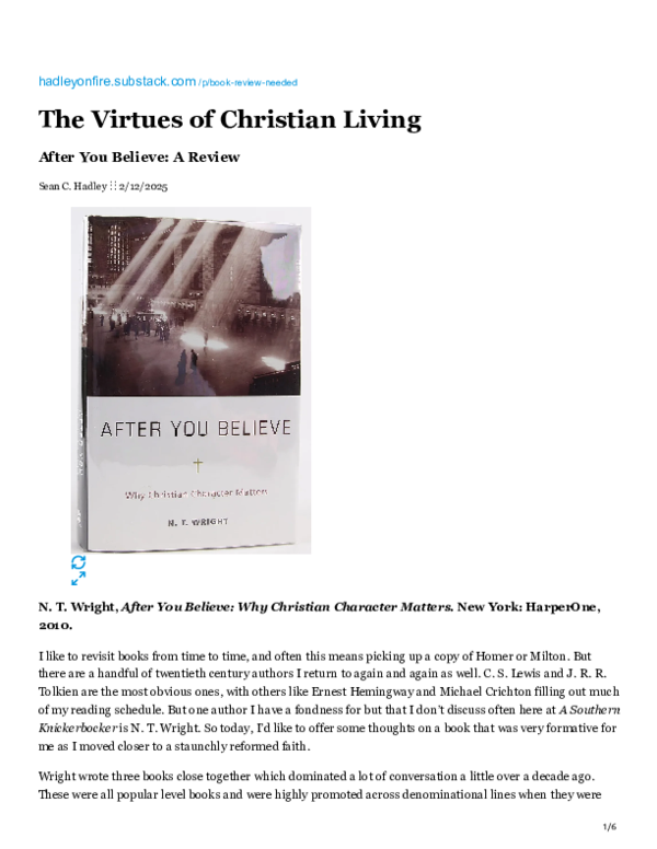 (PDF) After You Believe, N. T. Wright