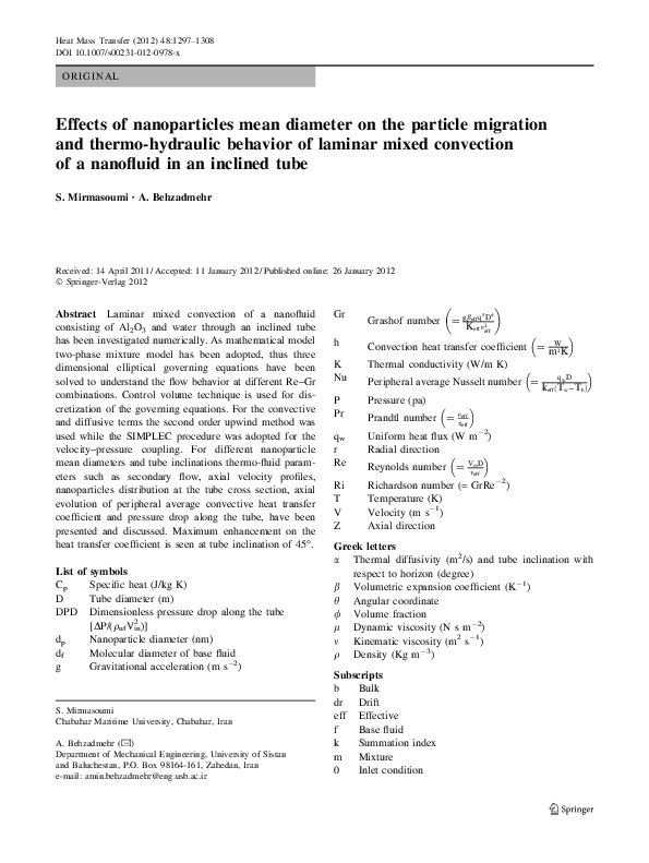 (PDF) Effects of nanoparticles mean diameter on the particle migration ...